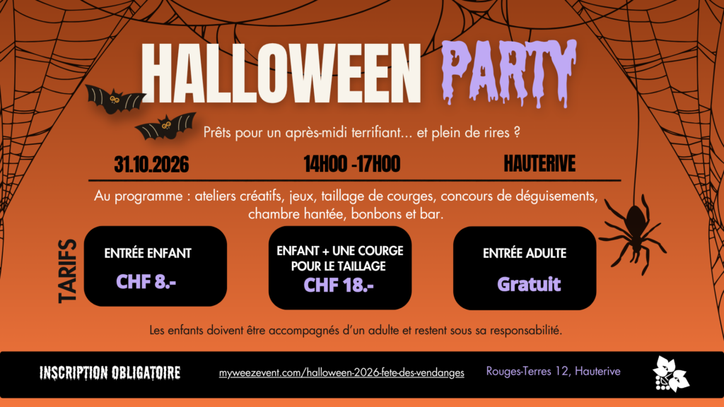 Halloween Party, samedi 31 octobre 2026 de 14h à 17h à Hauterive